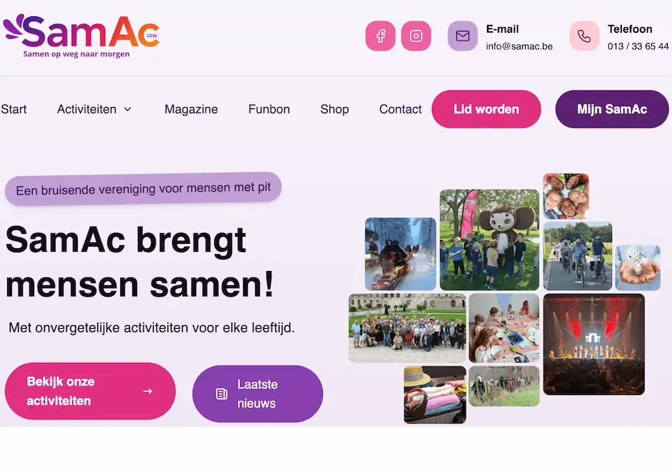 Screenshot van samac.be